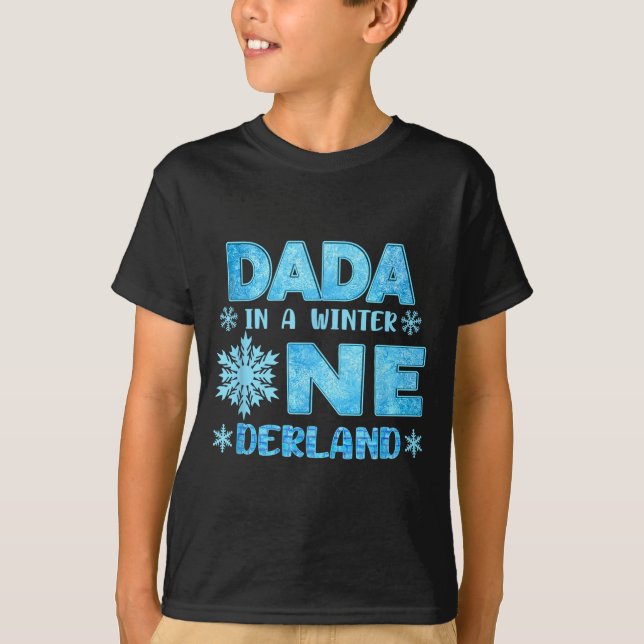 Dada In A Winter Onederland Bday Girl Sweet Snowfl T-Shirt (Front)