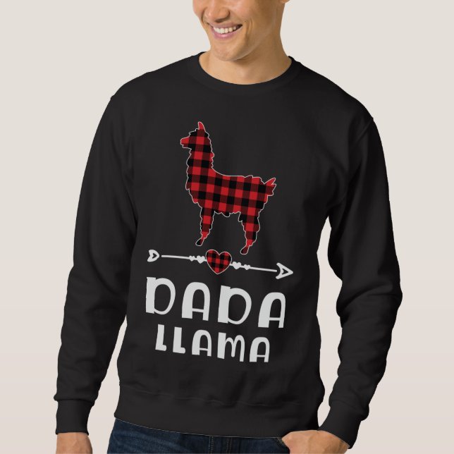 Dada Llama Christmas Red Plaid Buffalo Family Matc Sweatshirt (Front)