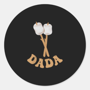 Dada marshmallow happy camper 1st birthday camping classic round sticker