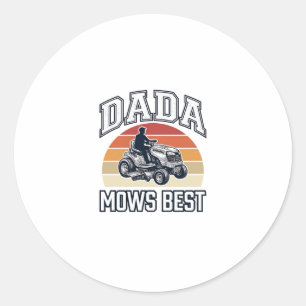 Dada Mows Best Vintage Lawn Mower Shirt Design_1 Classic Round Sticker
