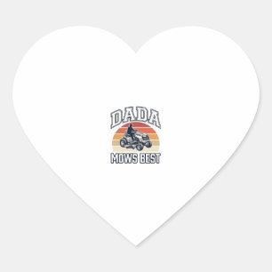 Dada Mows Best Vintage Lawn Mower Shirt Design_1 Heart Sticker