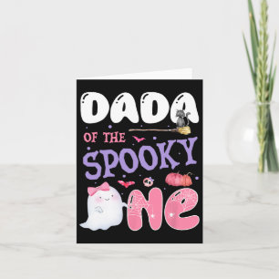 Dada Of The Spooky One 1st Birthday Halloween Pink Card