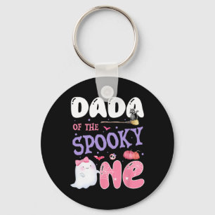 Dada Of The Spooky One 1st Birthday Halloween Pink Key Ring