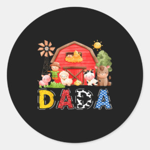 Dada Red Farm Cow Birthday Boy Matching Family Par Classic Round Sticker
