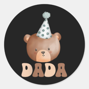 Dada Teddy Bear 1st Birthday Boy Girl Family Match Classic Round Sticker