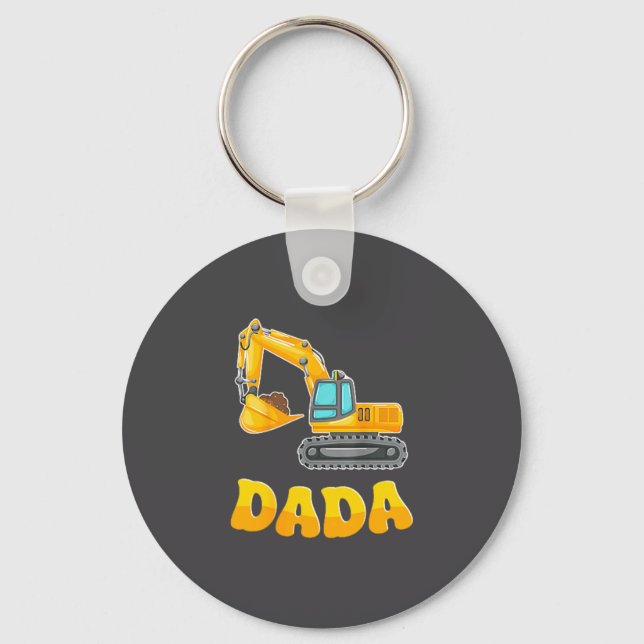 Dada The Birthday Boy Excavator Construction Famil Key Ring (Front)