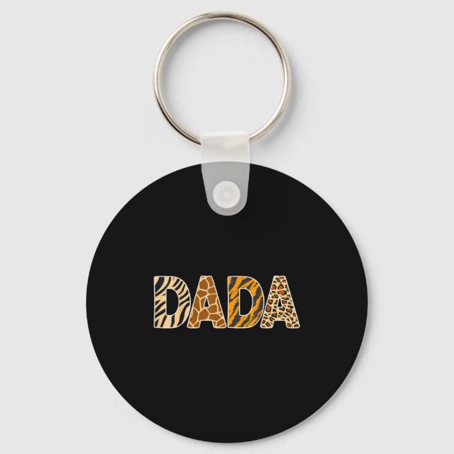 Dada Wild Animal Print Zebra Giraffe Tiger Leopard Key Ring (Front)