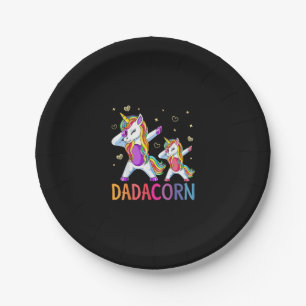 Dadacorn Dadicorn Daddycorn Dad Kids Fathers Day T Paper Plate