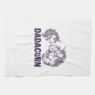Dadacorn Funny Unicorn Dad Vector Shirt Design_1 Tea Towel