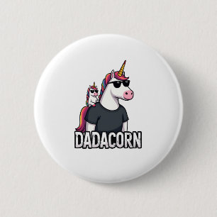 Dadacorn - Unicorn Dad and Baby Christmas Papa Fat 6 Cm Round Badge