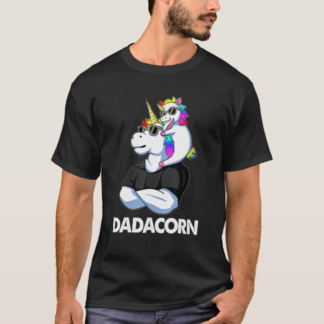 Dadacorn Unicorn Dad And Baby Christmas Papa Fathe T-Shirt (Front)