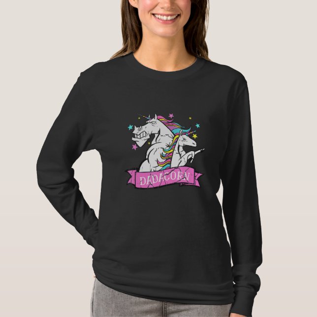 Dadacorn Unicorn Dad And Baby Christmas Papa Sungl T-Shirt (Front)
