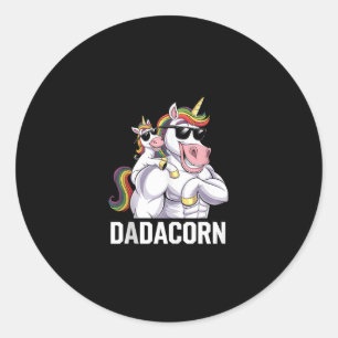 Dadacorn Unicorn Dad Father's Day Funny Rainbow Un Classic Round Sticker