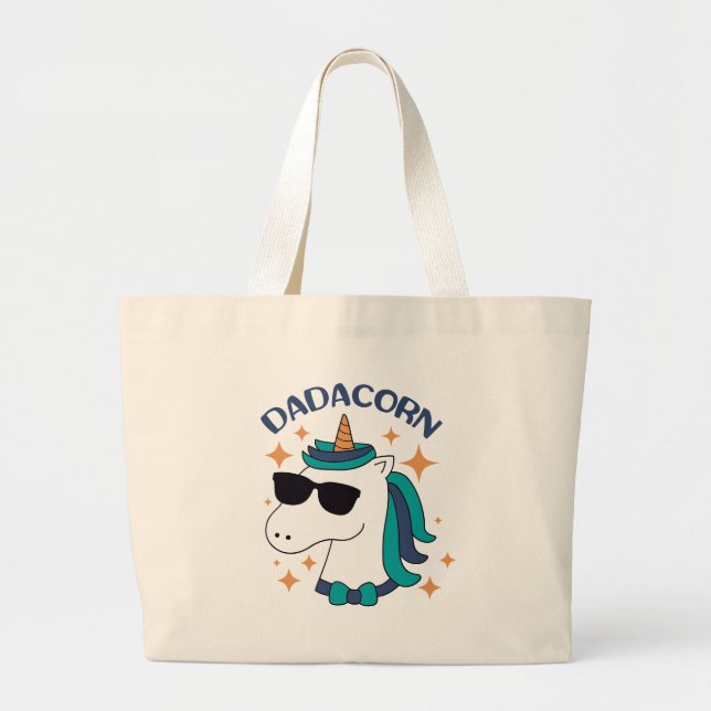 Dadacorn With Sunglasses Large Tote Bag (Front)