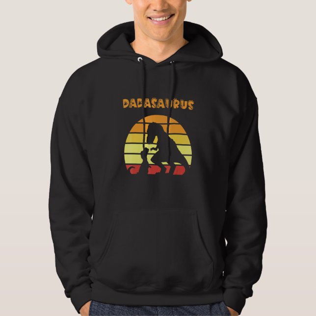 Dadasaurus Dad Trex Father T Rex Dinosaur Retro Su Hoodie (Front)