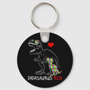 Dadasaurus Daddy Rex Autism Awareness Proud Dad Fa Key Ring