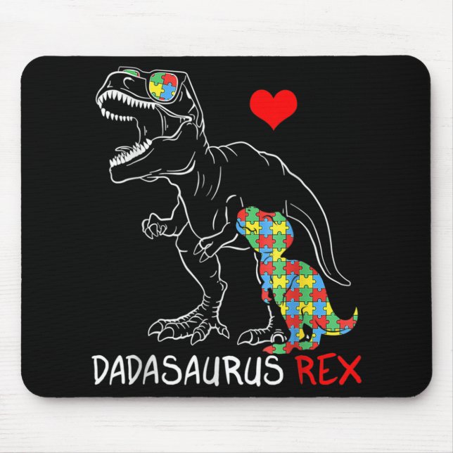 Dadasaurus Rex Autism Awareness Proud Dad Father's Mouse Pad (Front)