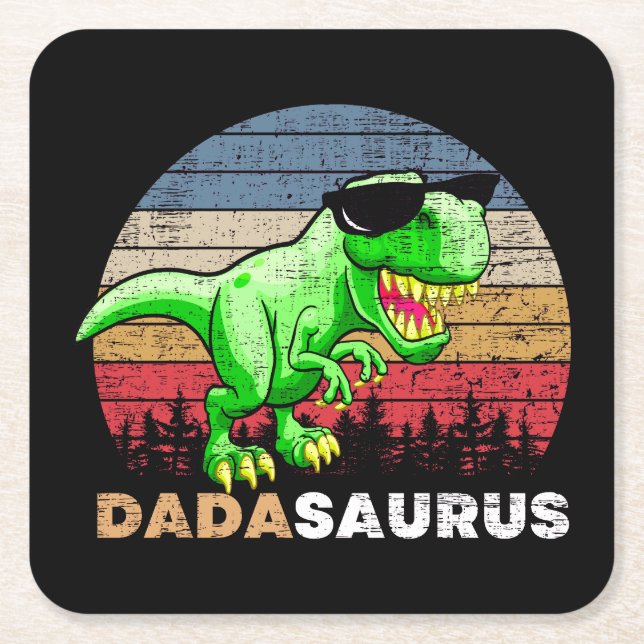 Dadasaurus Square Paper Coaster (Front)