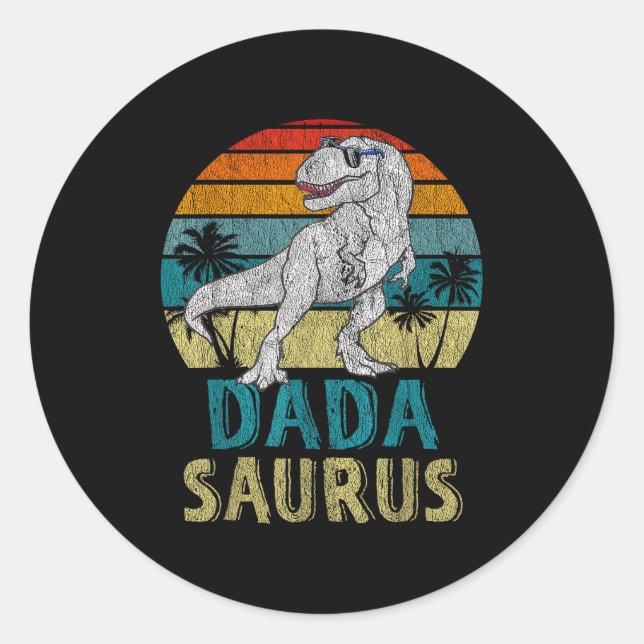 Dadasaurus T Rex Dinosaur Dada Saurus Family Match Classic Round Sticker (Front)