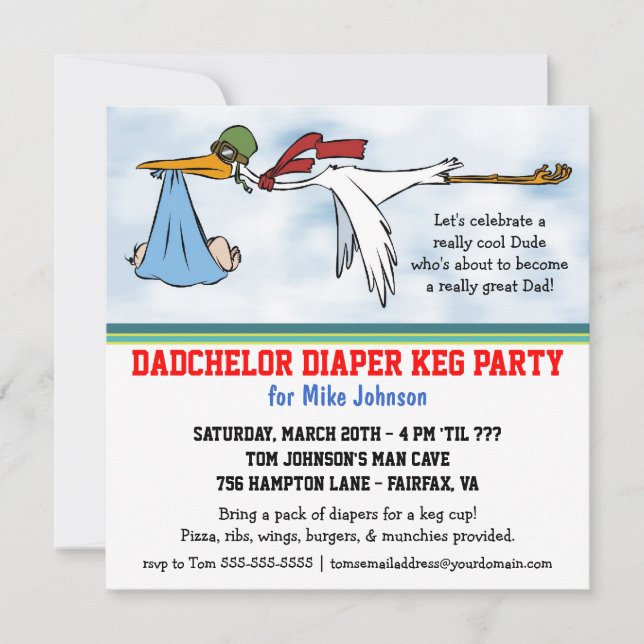 Dadchelor Diaper Keg New Dad Cute Party Invitation (Front)