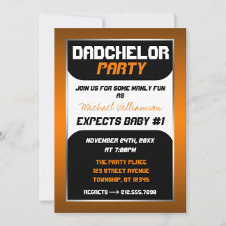 Dadchelor Party - Orange & Black Invitations