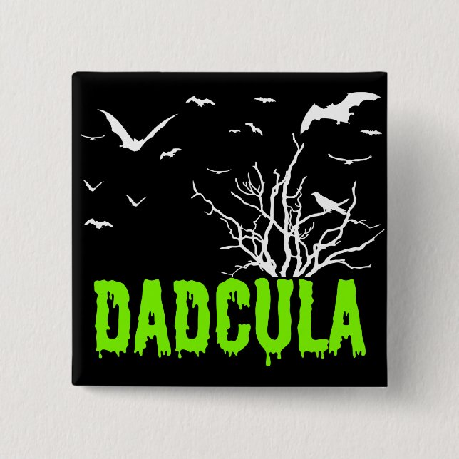 Dadcula Green Dripping Font Flying Bats Button (Front)
