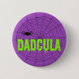 Dadcula Lime Green Dripping Font Spider Web 6 Cm Round Badge
