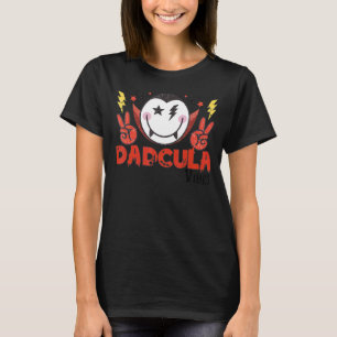 Dadcula Vibes Retro Halloween Vampire Face Happy F T-Shirt