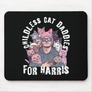 Daddies For Harris Vote Pink Hat Feminist Men Cat Mouse Pad