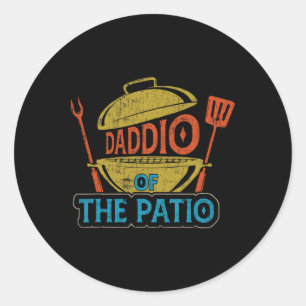 Daddio Of The Patio Vintage Bbq Grill Rbecue Fathe Classic Round Sticker