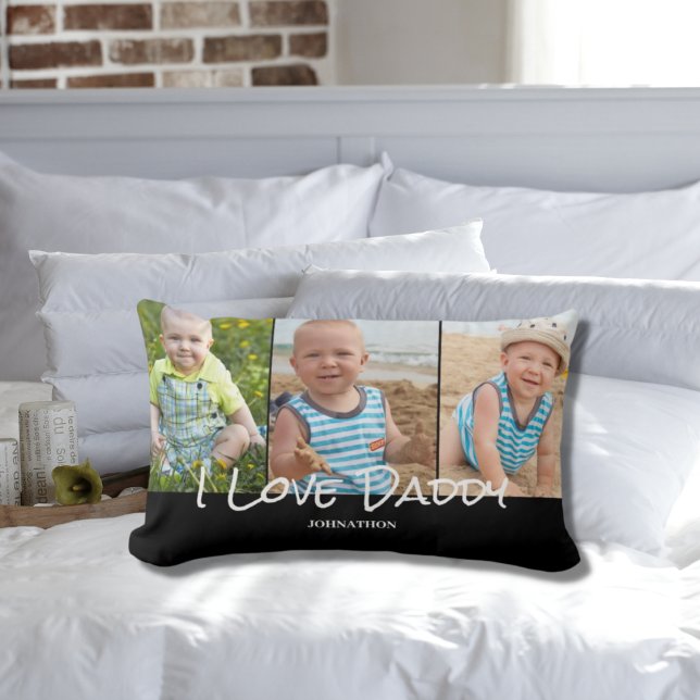 Daddy 3 Photo Collage  Lumbar Cushion (Creator Uploaded)