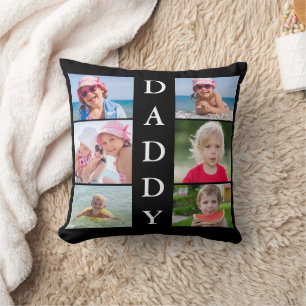 Daddy 6 Photo Collage Throw Pillow