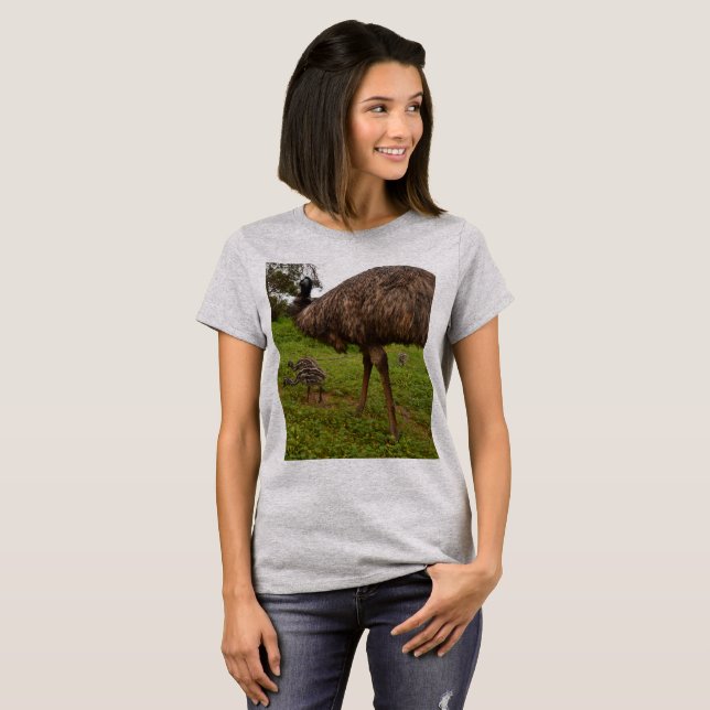 Daddy And Baby Emus Going For A Walk, T-Shirt (Front Full)