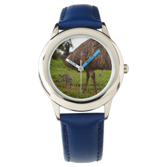 Daddy And Baby Emus Going For A Walk, Watch (Front)