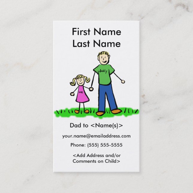 Daddy and Daughter Custom Calling Playdate Cards (Front)