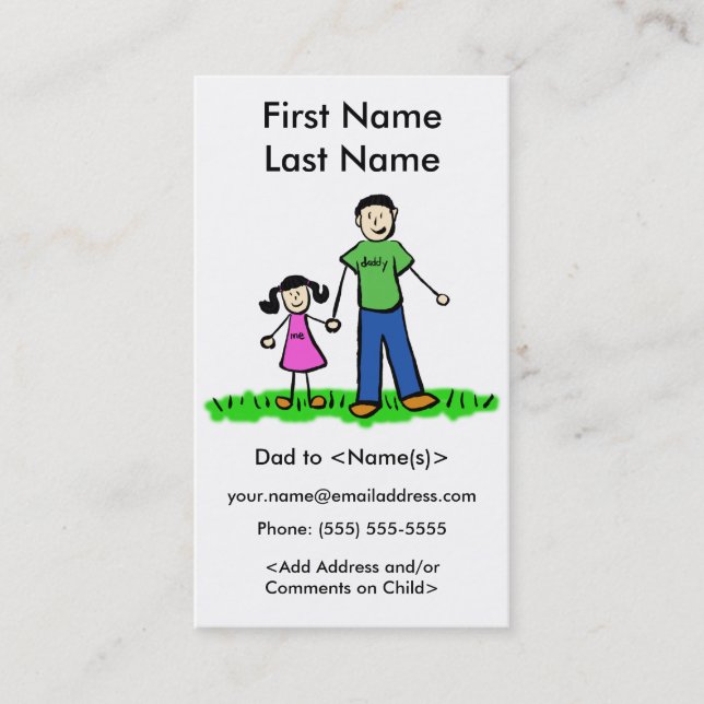 Daddy and Daughter Custom Calling Playdate Cards (Front)