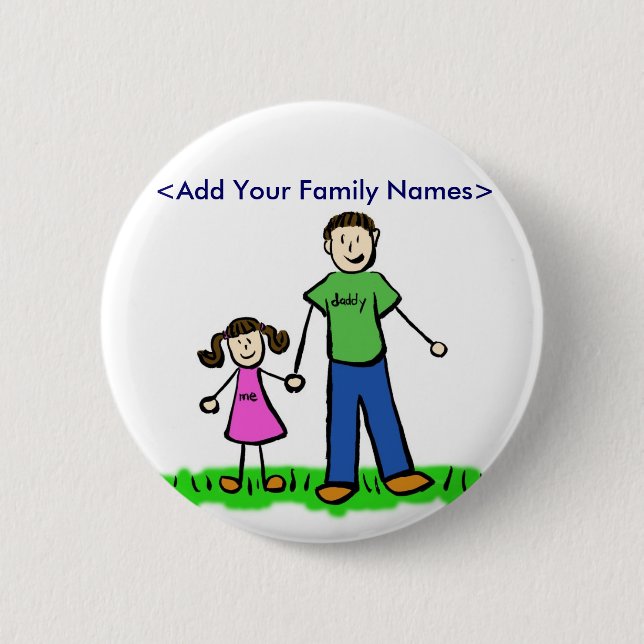 Daddy and Daughter Family Personalised Name Button (Front)