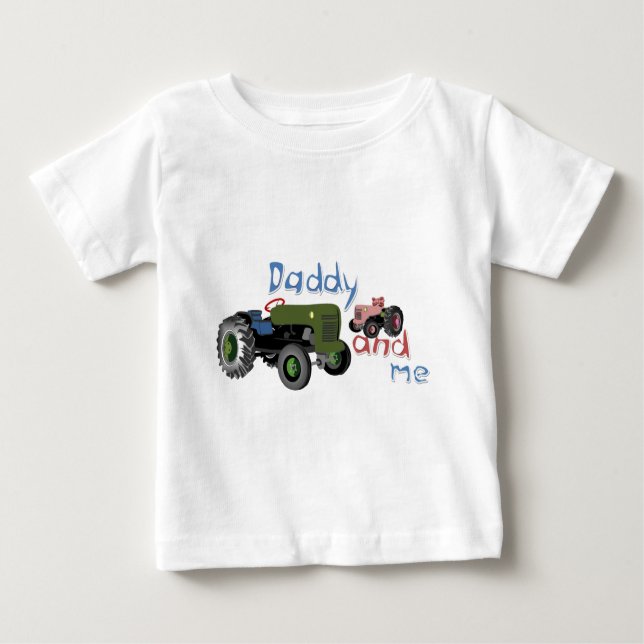 Daddy and Me Girl Tractors Baby T-Shirt (Front)