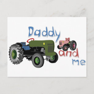 Daddy and Me Girl Tractors Postcard
