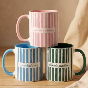 Daddy and Mummy Custom Stripes Baby Announcement Mug