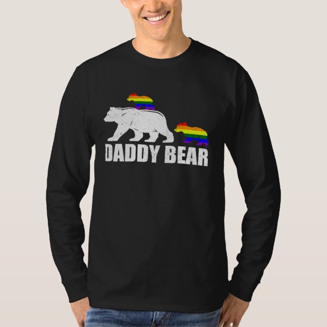Daddy Bear 2 Kids  Proud LGBT Gay Pride Ally Dad B T-Shirt (Front)