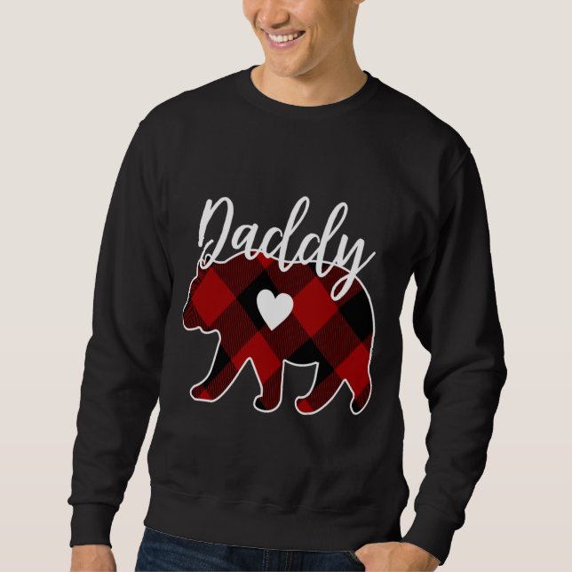 Daddy Bear Christmas Buffalo Plaid Red White And B Sweatshirt (Front)