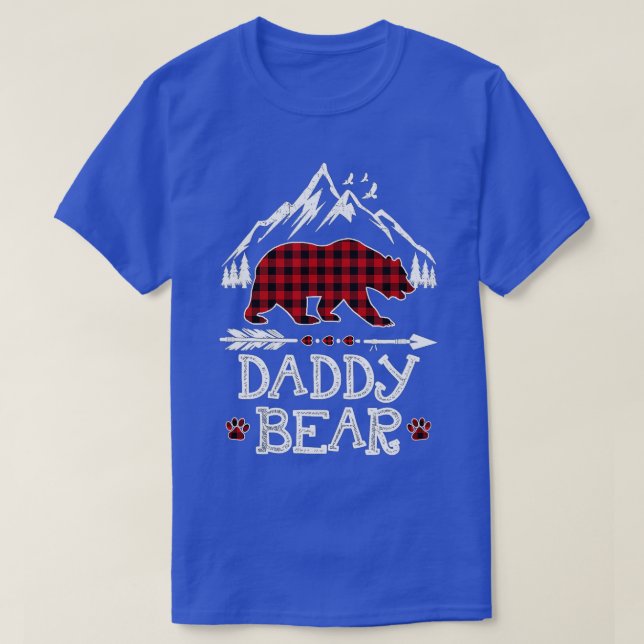 Daddy Bear Christmas Pajama Red Plaid Buffalo Fami T-Shirt (Design Front)