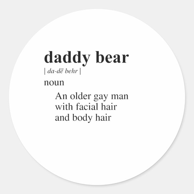 DADDY BEAR CLASSIC ROUND STICKER (Front)