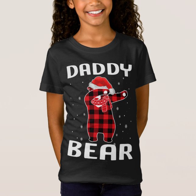 Daddy Bear Dabbing Christmas Pajama With Santa Hat T-Shirt (Front)