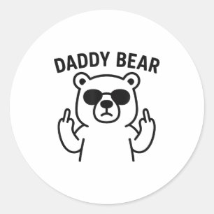 Daddy Bear Funny Gift For Men Boys  Classic Round Sticker