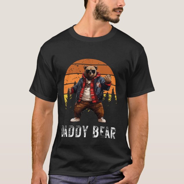 Daddy Bear Papa Bear Best Idea Fathers Day Retro C T-Shirt (Front)