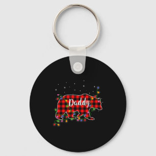 Daddy Bear Red Plaid Christmas Pajama Family Gift  Key Ring
