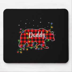 Daddy Bear Red Plaid Christmas Pajama Family Gift Mouse Pad