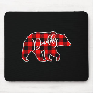 Daddy Bear Red Plaid Matching Family Christmas Mouse Pad